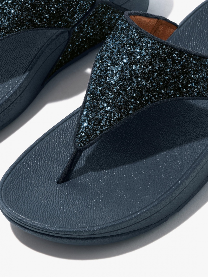 Women's Fitflop Lulu Glitter Toe-Post Sandals Navy | IN-GJNOQ0257