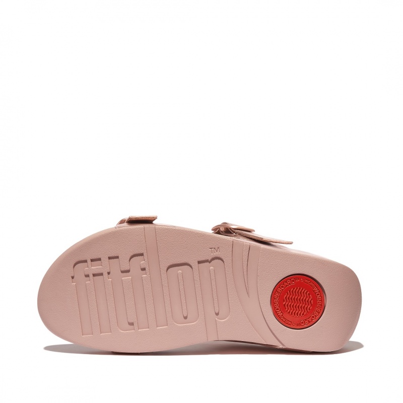 Women's Fitflop Lulu Leather Slides Rose Gold | IN-PMZWH8047