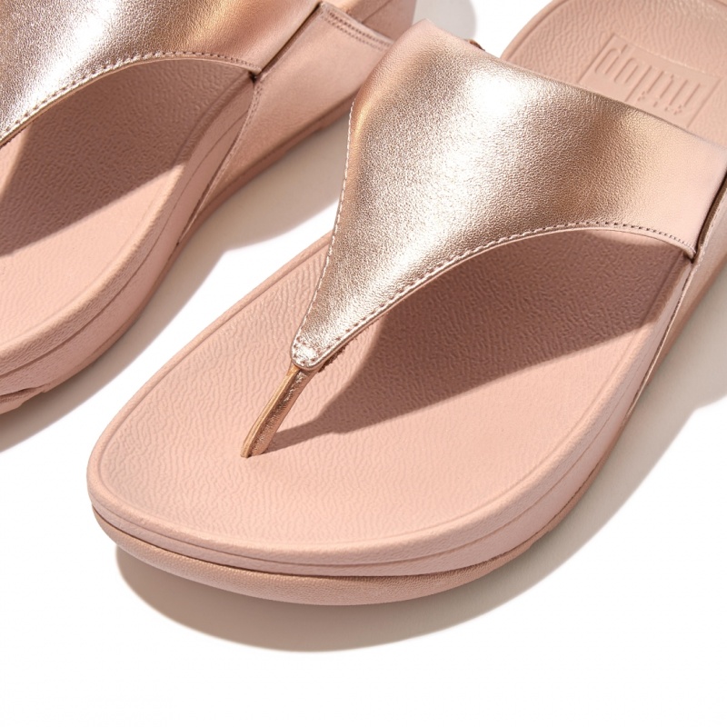 Women's Fitflop Lulu Leather Toe-Post Sandals Rose Gold | IN-KUOQA6372