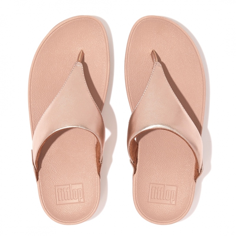 Women's Fitflop Lulu Leather Toe-Post Sandals Rose Gold | IN-KUOQA6372