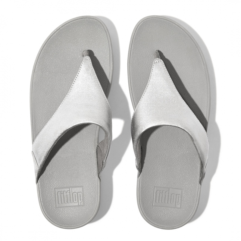 Women's Fitflop Lulu Leather Toe-Post Sandals Silver | IN-VMZRD2470