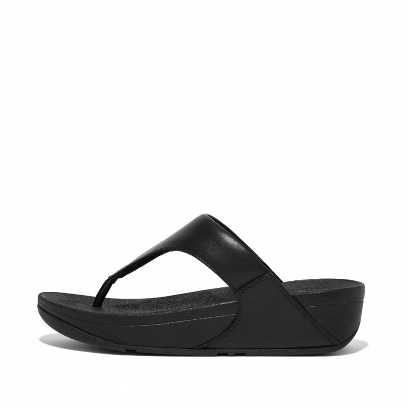 Women\'s Fitflop Lulu Leather Toe-Post Sandals Black | IN-UDLQT2108