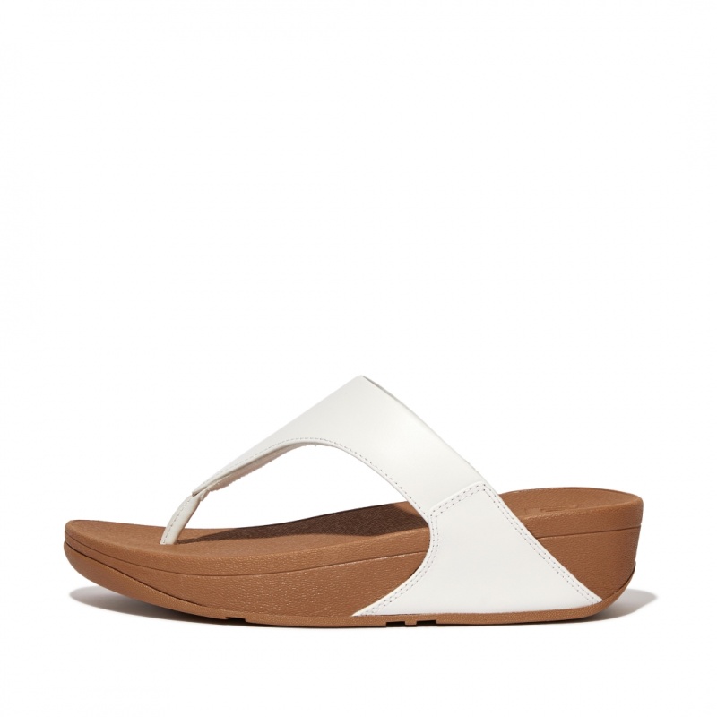 Women\'s Fitflop Lulu Leather Toe-Post Sandals White | IN-CVOWP6401