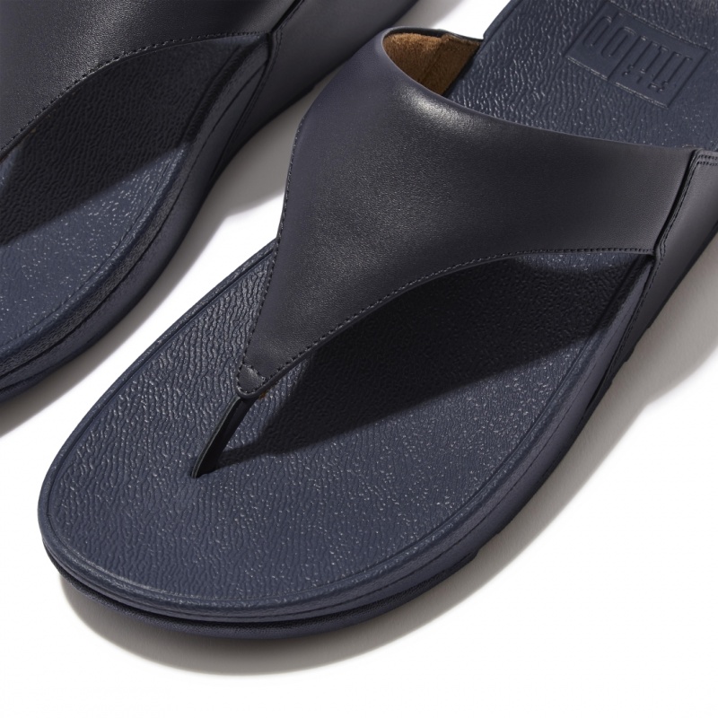 Women's Fitflop Lulu Leather Toe-Post Sandals Navy | IN-YNTPH7924