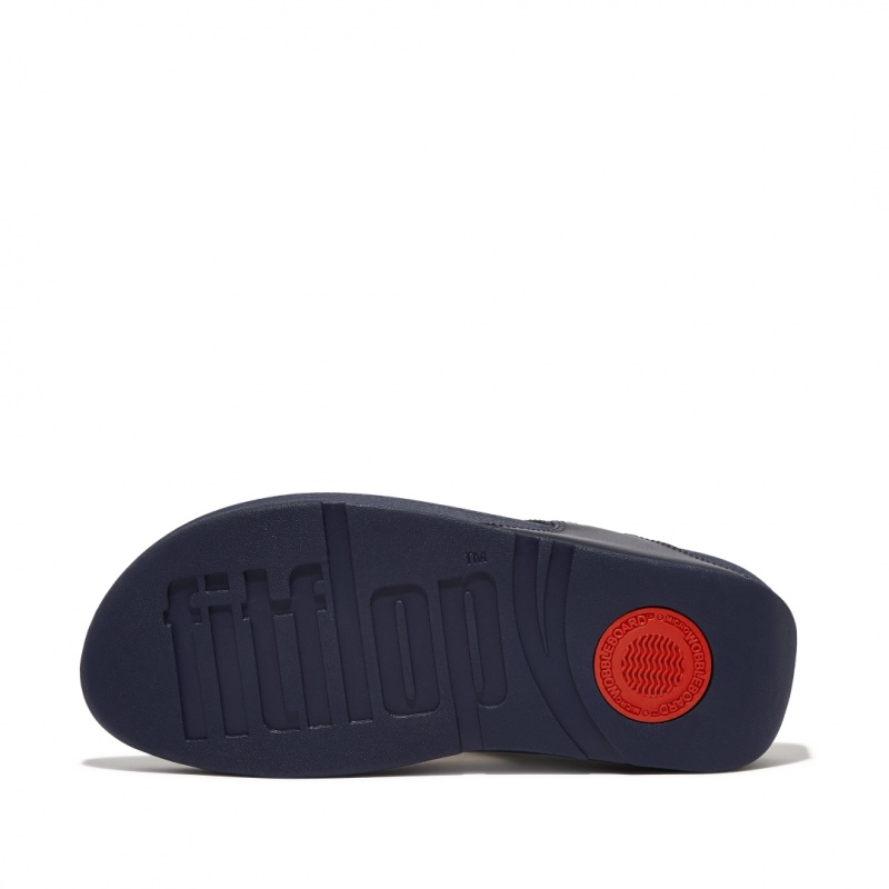 Women's Fitflop Lulu Leather Toe-Post Sandals Navy | IN-YNTPH7924