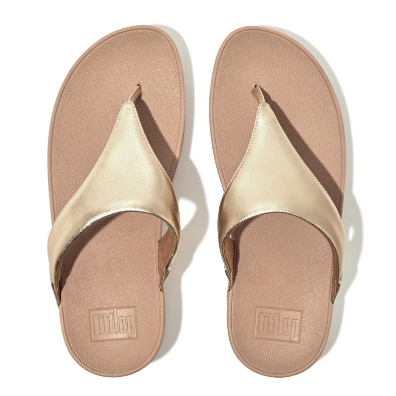 Women's Fitflop Lulu Leather Toe-Post Sandals Gold | IN-ZVORS6749