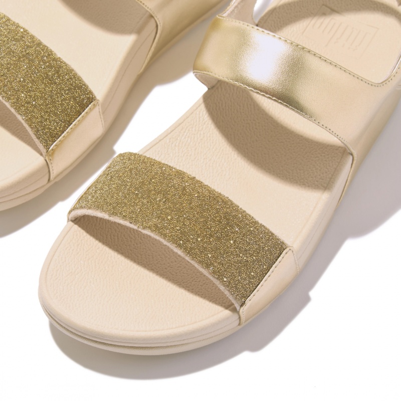 Women's Fitflop Lulu Microfibre Faux Leather (Pu) Back-Strap Sandals Gold | IN-SCRPM9781