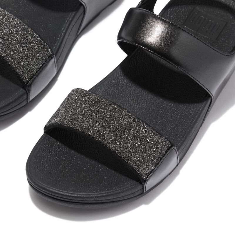 Women's Fitflop Lulu Microfibre Faux Leather (Pu) Back-Strap Sandals Black | IN-LERQN9762