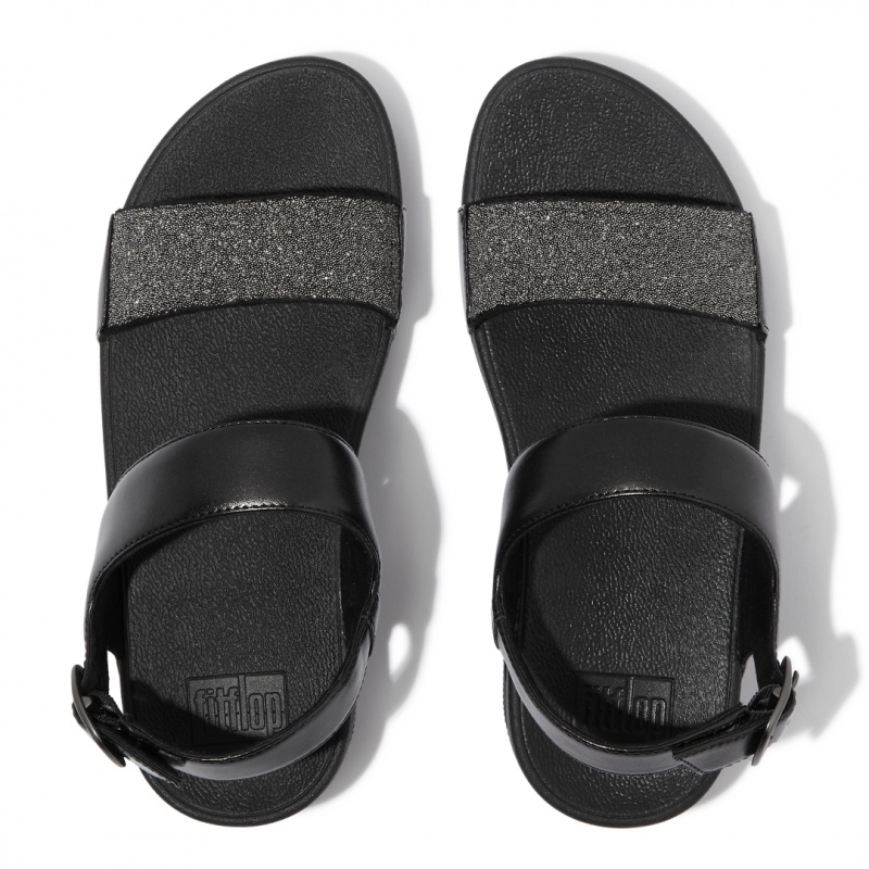 Women's Fitflop Lulu Microfibre Faux Leather (Pu) Back-Strap Sandals Black | IN-LERQN9762