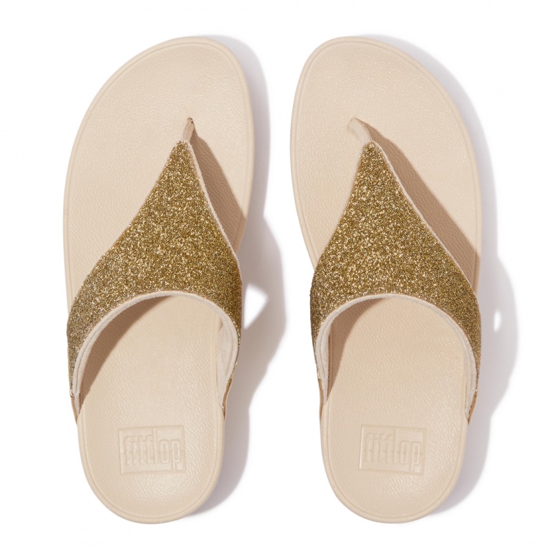 Women's Fitflop Lulu Microfibre Faux Leather (Pu) Thongs Toe-Post Sandals Gold | IN-YGCTK0837