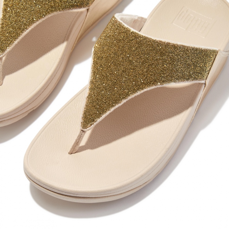 Women's Fitflop Lulu Microfibre Faux Leather (Pu) Thongs Toe-Post Sandals Gold | IN-YGCTK0837