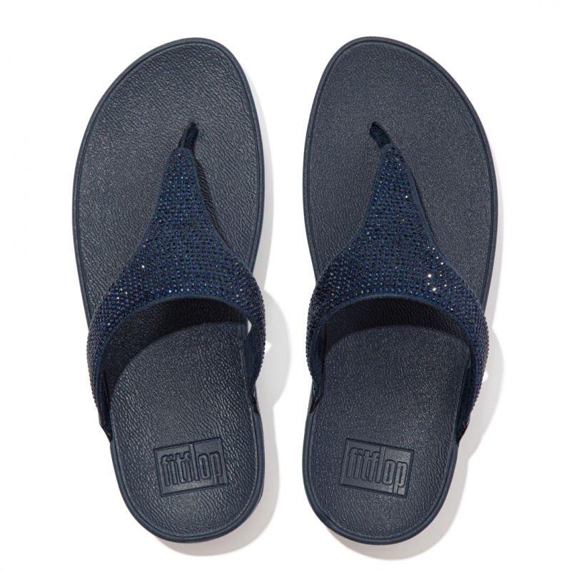 Women's Fitflop Lulu Microfibre Faux (Pu) Toe Thongs Thongs Navy | IN-JAMOV8560