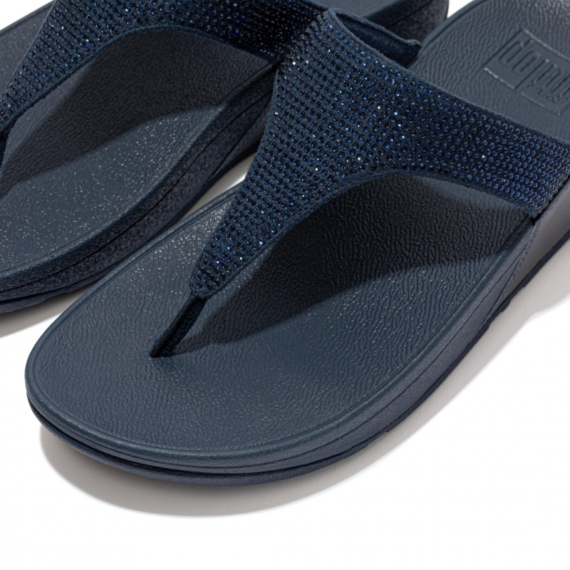 Women's Fitflop Lulu Microfibre Faux (Pu) Toe Thongs Thongs Navy | IN-JAMOV8560