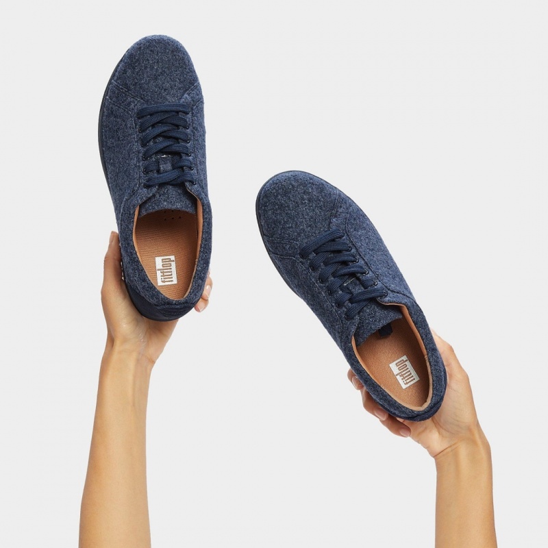 Women's Fitflop Rally Merino Wool Sneakers Navy | IN-USABK0617