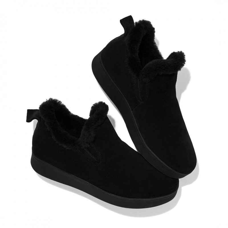 Women's Fitflop Rally Slip On Sneakers Black | IN-ONHYS5271