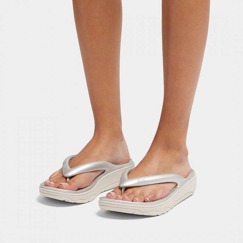 Women's Fitflop Relieff Eva Tpu Thongs Toe-Post Sandals Silver | IN-OYHJC7065