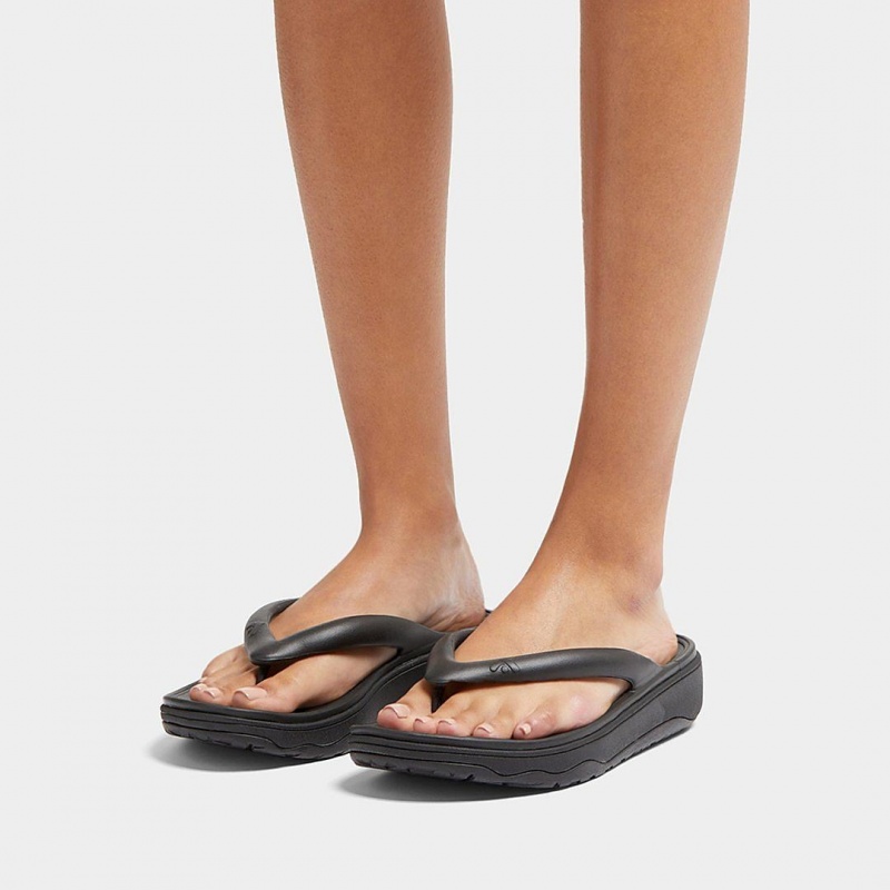 Women's Fitflop Relieff Eva Tpu Thongs Toe-Post Sandals Black | IN-DWCEI9506