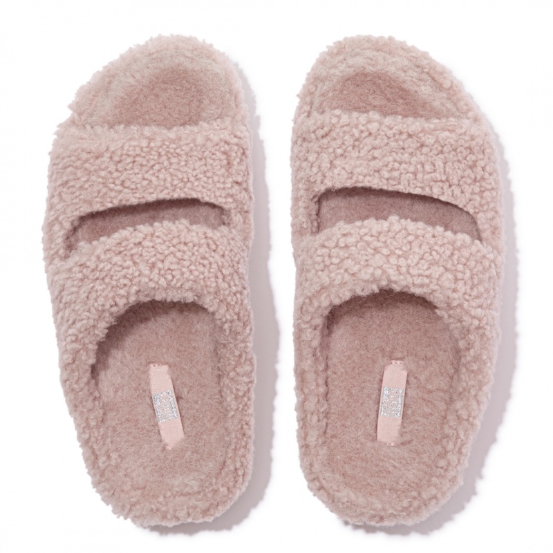 Women's Fitflop Shuv Wool Shearling Slippers Pink | IN-FHJUL6379