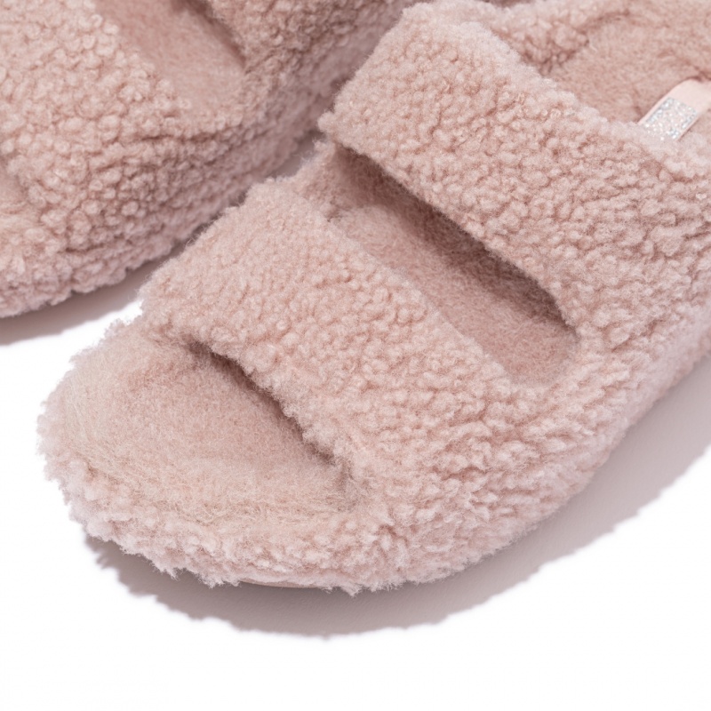 Women's Fitflop Shuv Wool Shearling Slippers Pink | IN-FHJUL6379