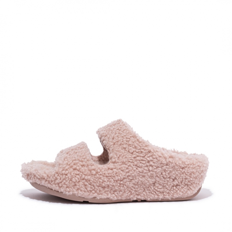 Women\'s Fitflop Shuv Wool Shearling Slippers Pink | IN-FHJUL6379