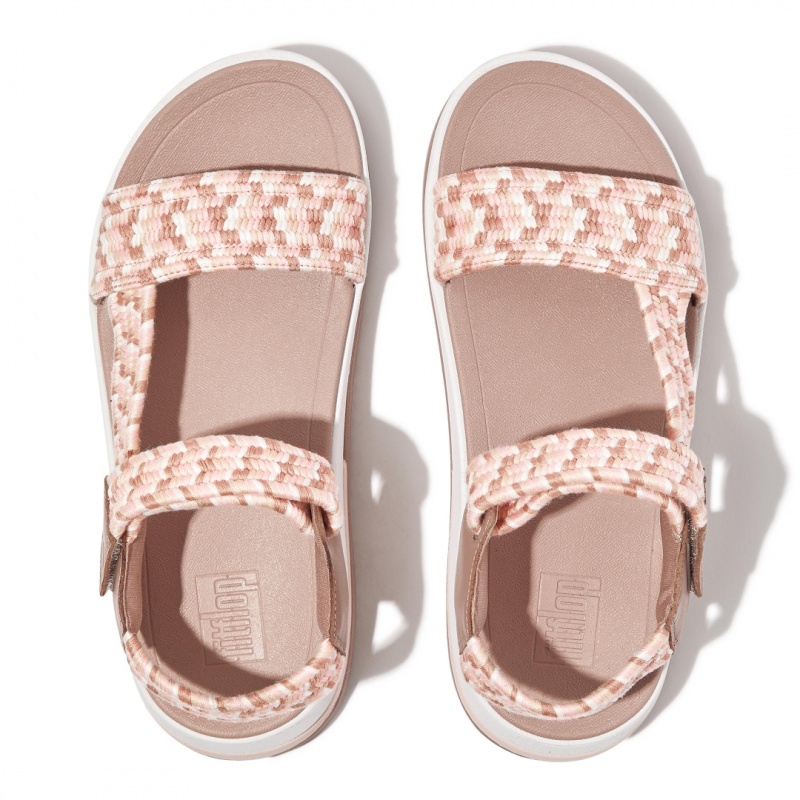 Women's Fitflop Surff Cotton Webbing Back Strap Sandals Beige | IN-CBJXF2945