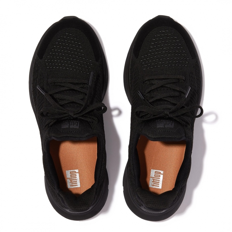 Women's Fitflop Vitamin Ffx Knit Sports Sneakers Black | IN-TJFQM4632