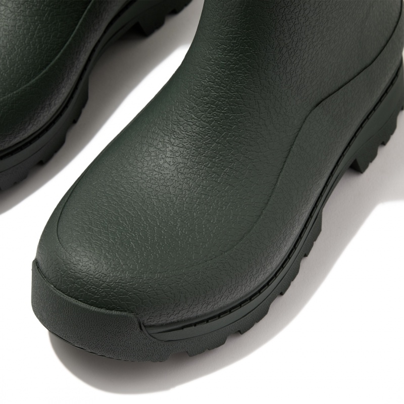 Women's Fitflop Wonderwelly Atb Natural Mix Welly Rubber Boots Deep Green | IN-WIEHB8972