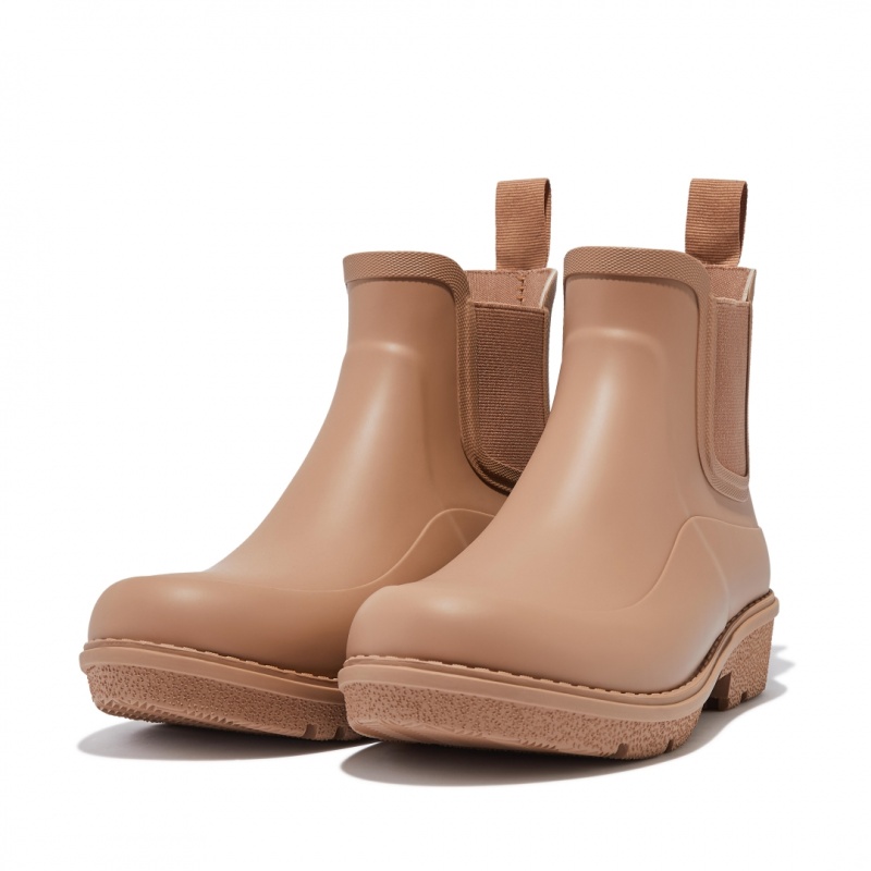 Women's Fitflop Wonderwelly Chelsea Rain Boots Light Brown | IN-KZRMH4351