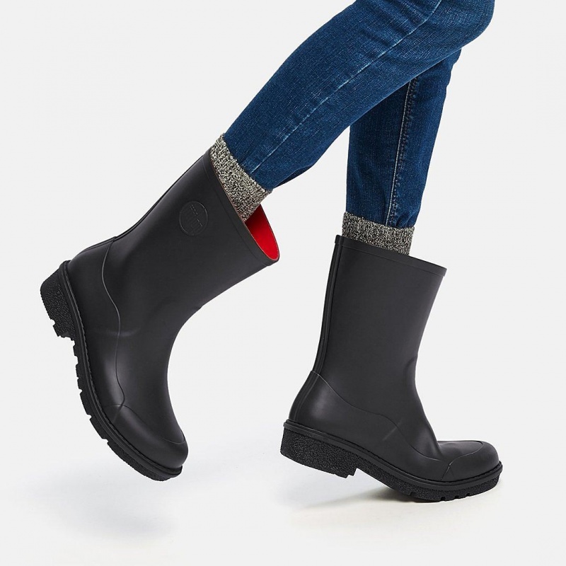 Women's Fitflop Wonderwelly Rain Boots Black | IN-XNCZI7954